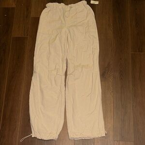 Beige Drawstring Cargo Pants